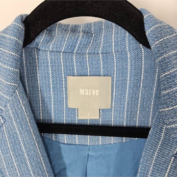 Anthropologie Maeve Blue Striped Long Blazer Jacket S - Picture 5 of 9